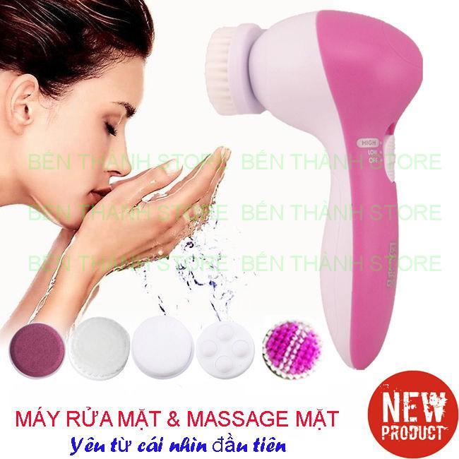 Cọ Rửa Mặt, Máy massage mặt, máy mát xa mặt cầm tay - Máy rửa mặt massage 5 trong 1 mini tiện dụng (Hàng tốt). Phân phối và BH Toàn quốc bởi Bến Thành Store