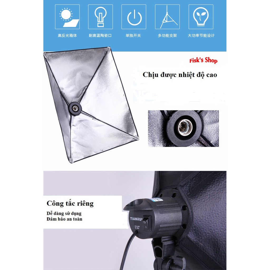 Bộ đèn 4 chảo chụp ảnh trong nhà TIANRUI