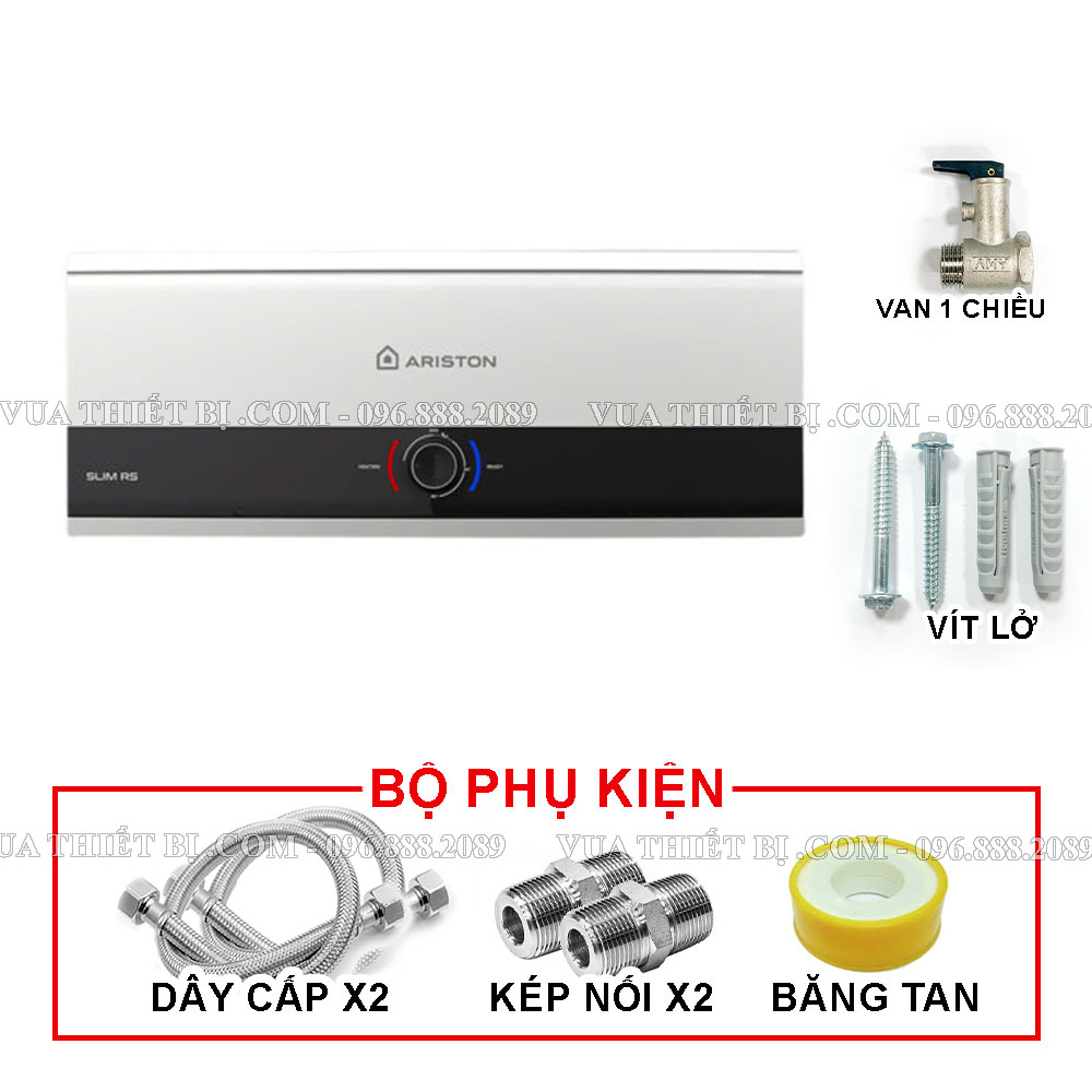 ARISTON SLIM3 RS AG+ 15/20/25/30L LÍT - Bình nóng lạnh gián tiếp ngang - Slim2 SL2 SL3 15/20/25/30 RS VN 2.5FE