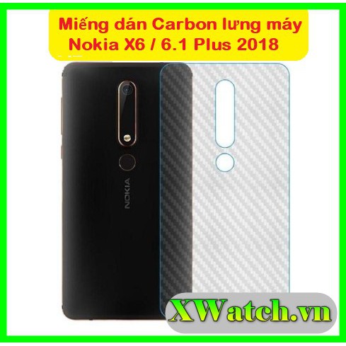 Miếng dán carbon 3d mặt lưng nokia x6 / nokia 6.1 plus