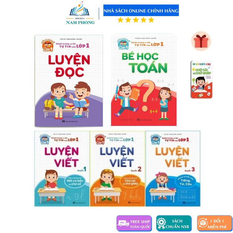 Sách - combo luyện đọc, bé học toán, tập viết - hành trang cho bé chuẩn bị vào lớp 1 - nhà sách học liệu