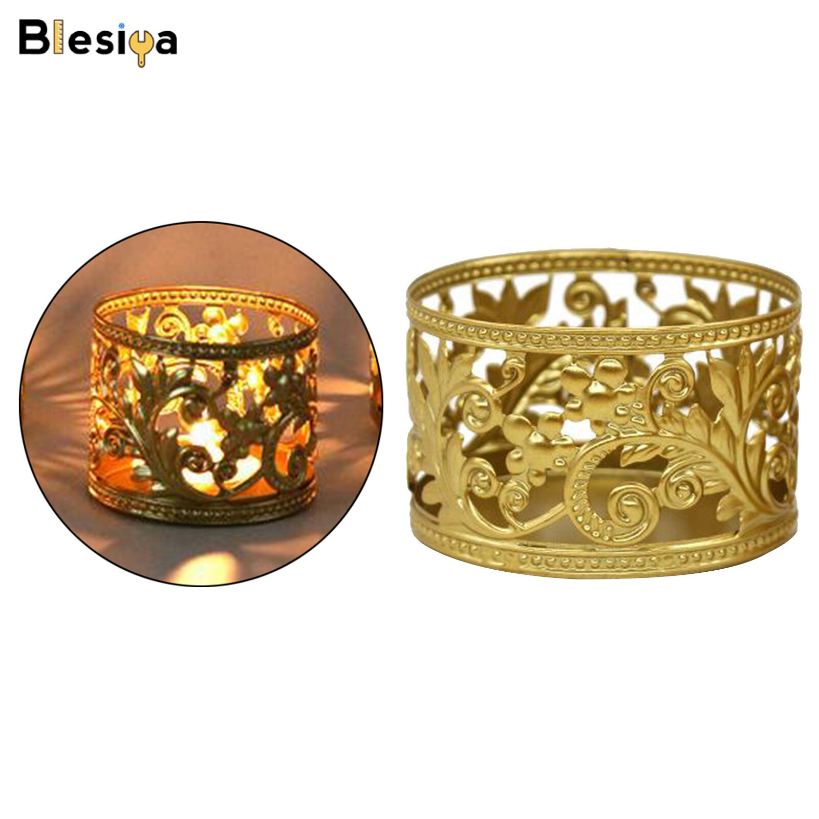 Blesiya Tabletop Iron Candle Holder Stand Hollow Candlestick Holder Ornament