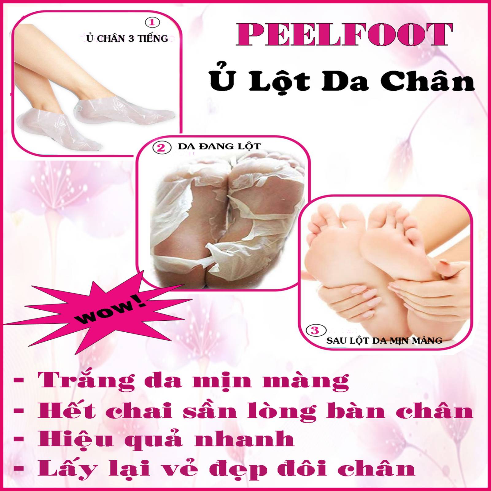 [HCM]Feelfoot Ủ Lột Da Chân Trắng Da Hết Chai Sần