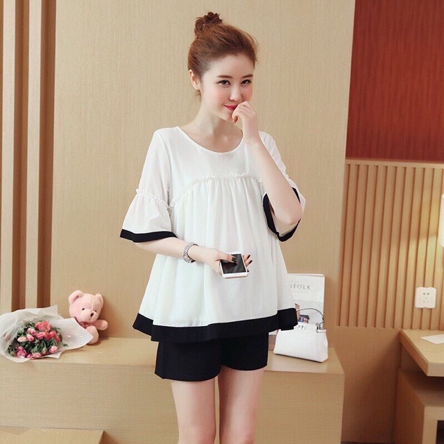 Áo bầu thu quảng châu cổ tròn xinh