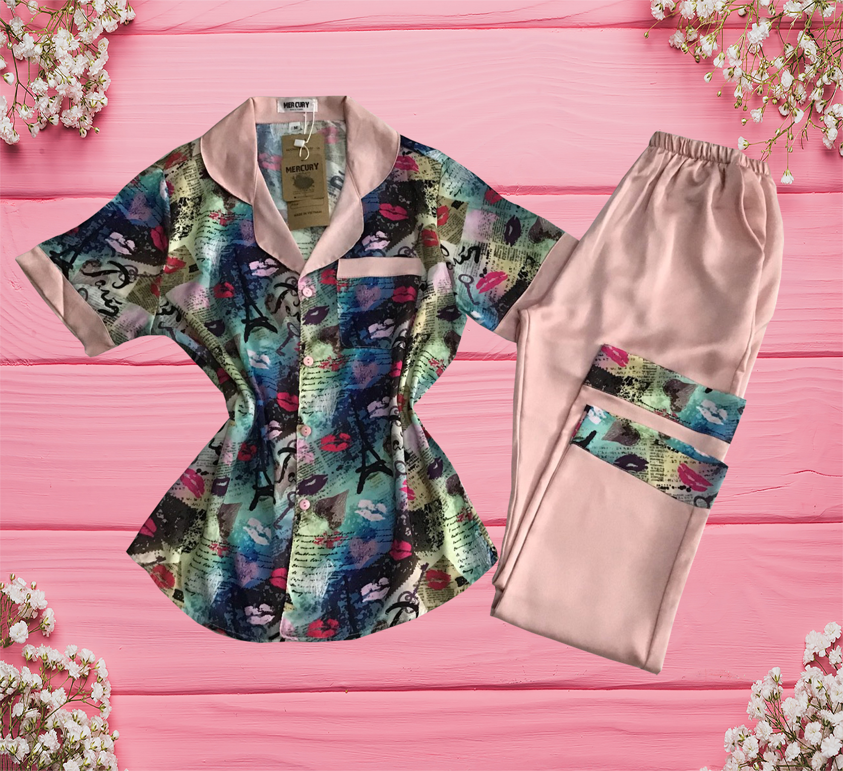Ảnh thật 100% - Đồ bộ Pijama Mercury lụa satin