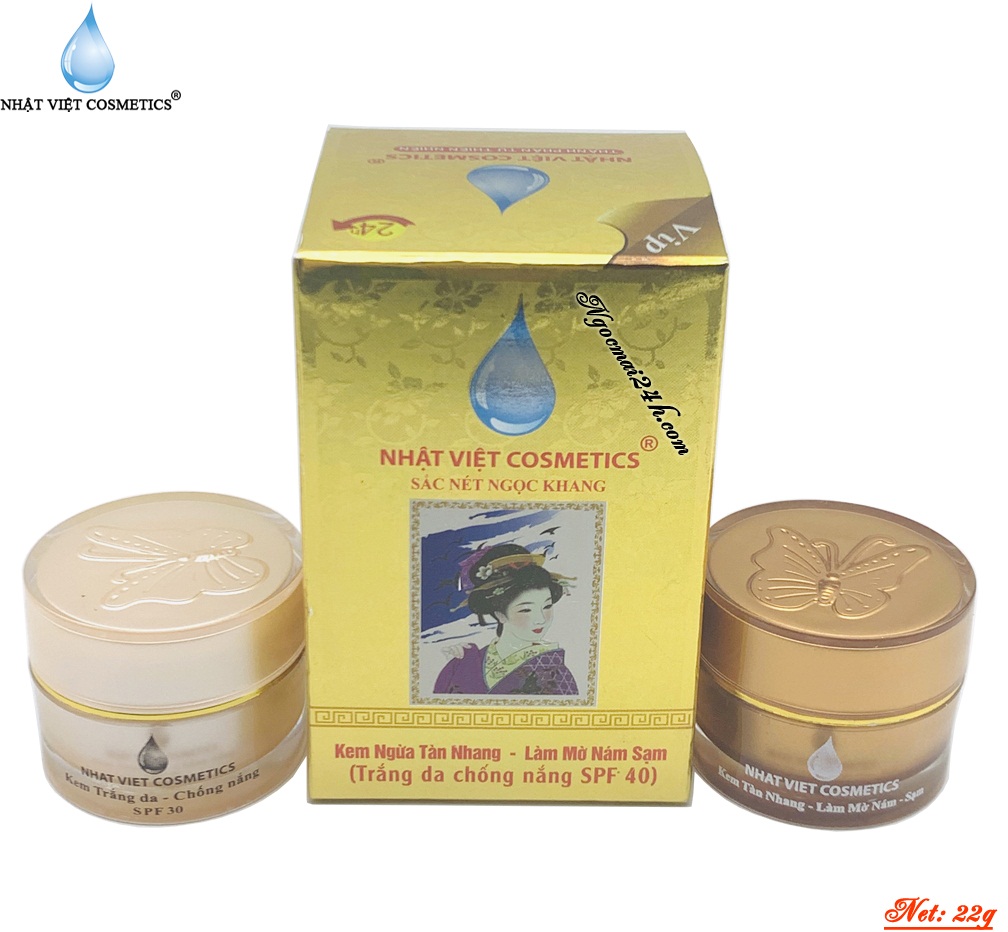 Cặp đôi hoàn hảo SẮC NÉT NGỌC KHANG 4in1 - Kem tàn nhang Làm mờ nám sạm và Kem trắng da chống nắng SPF-40 (22g)