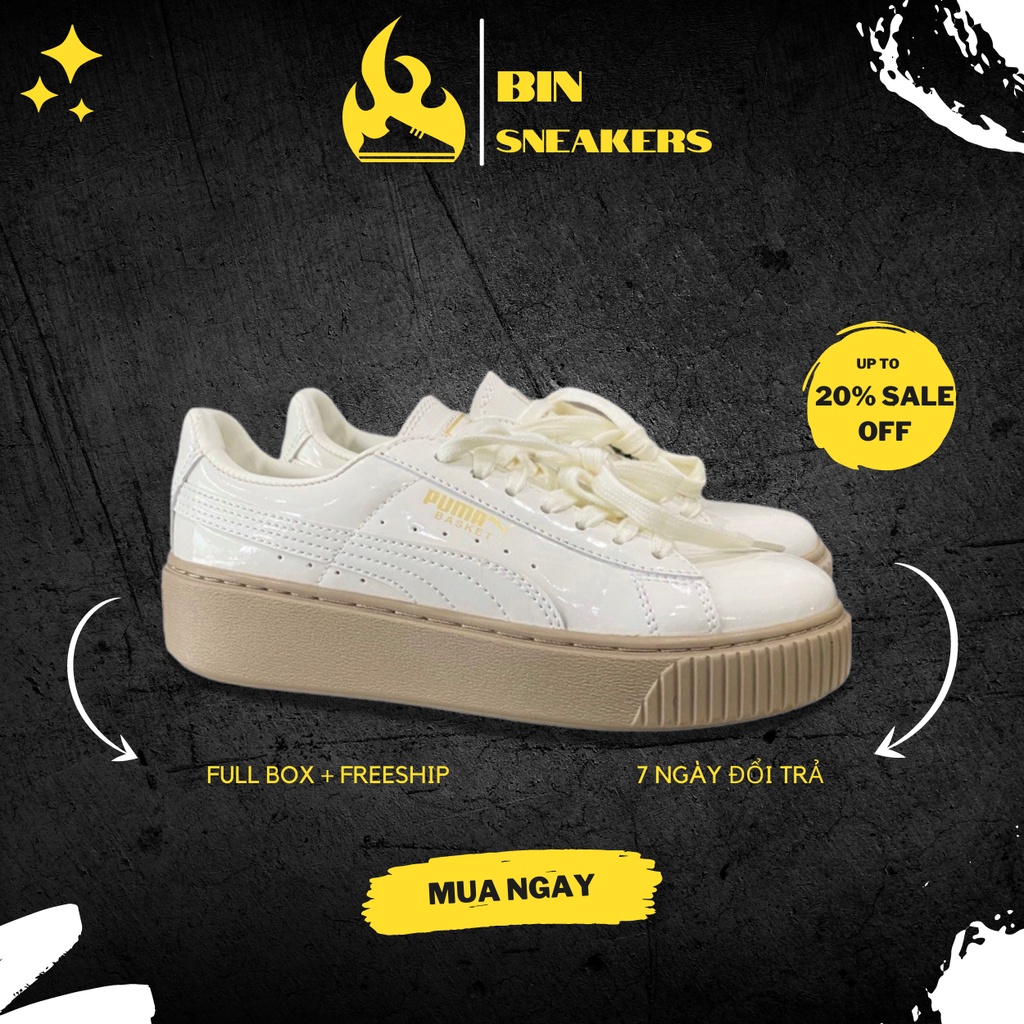 Giày thể thao nữ đế nâu, giày trắng sọc đen Full Box - giày nữ độn đế tăng chiều cao