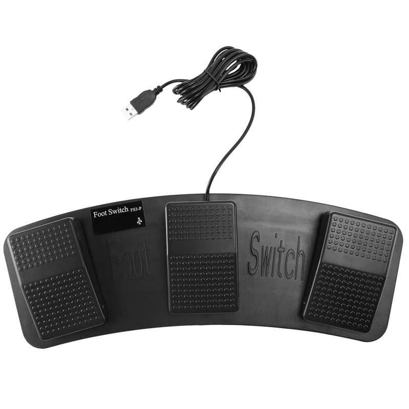 FS3-P USB Triple Foot Switch Pedal Control Keyboard Mouse PC Game Plastic