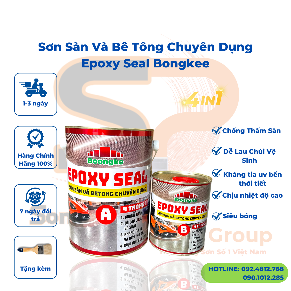 Sơn Chống Thấm Sàn, Nền Gạch Epoxy Seal Bongkee Trong Suốt