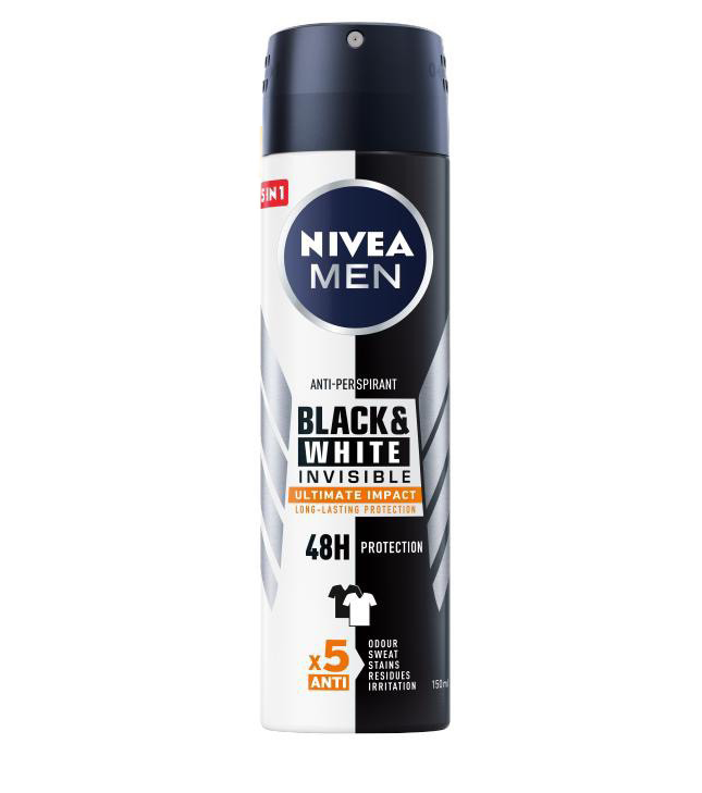 Xịt khử mùi toàn thân cho nam Nivea Black & White Invisible original quick dry 150ml