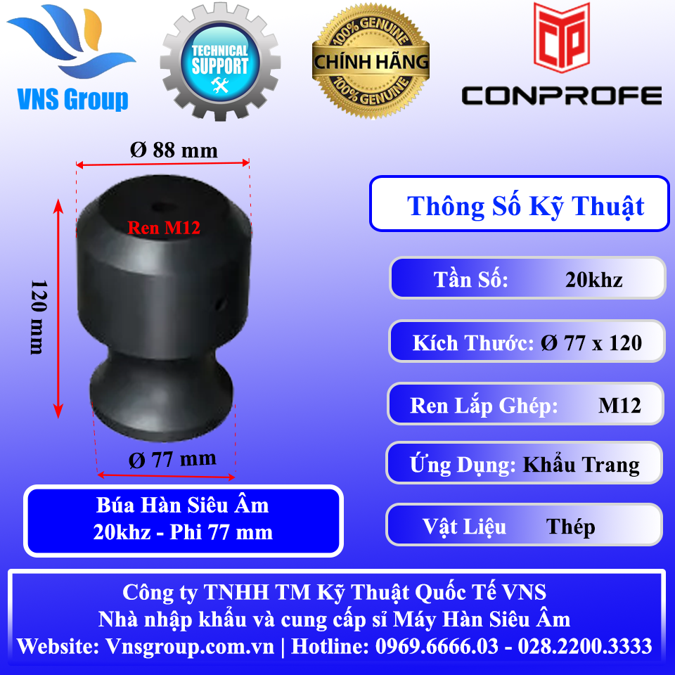 Bộ Máy Hàn Siêu Âm 20khz 2600w Búa Hàn Phi 77mm