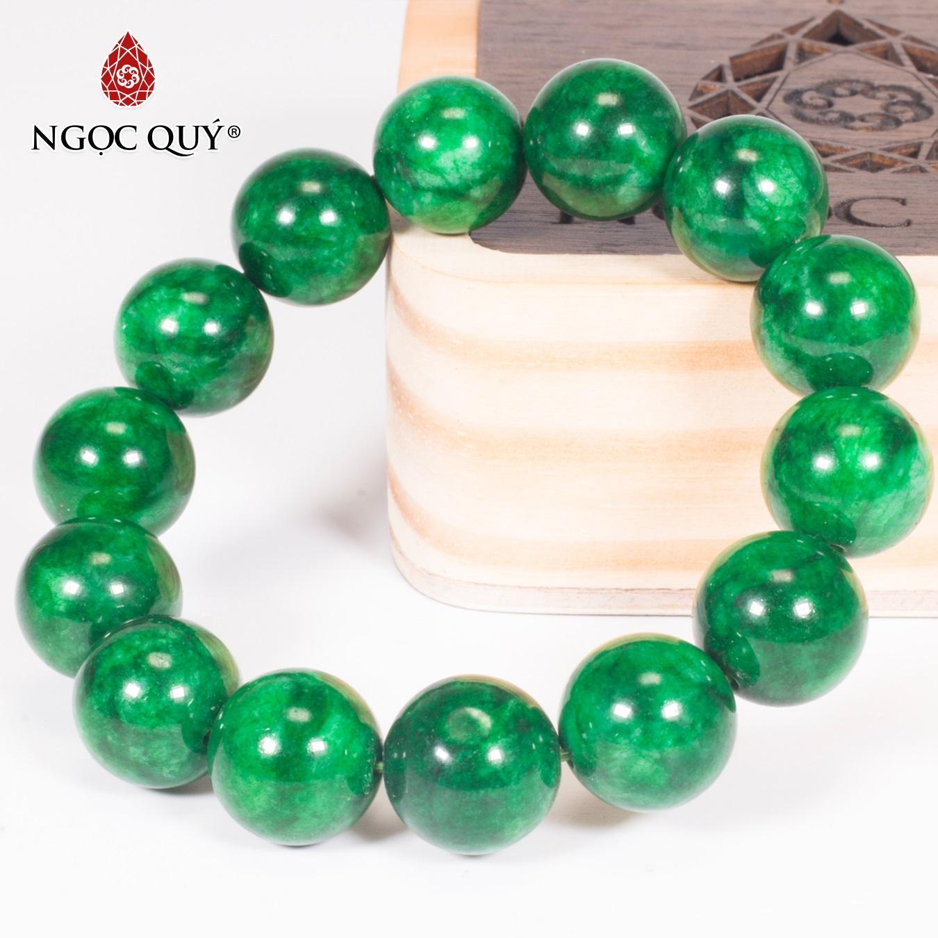 Vòng tay phong thủy đá cẩm thạch sơn thủy 14mm mệnh hỏamộc - Ngọc Quý Gemstones