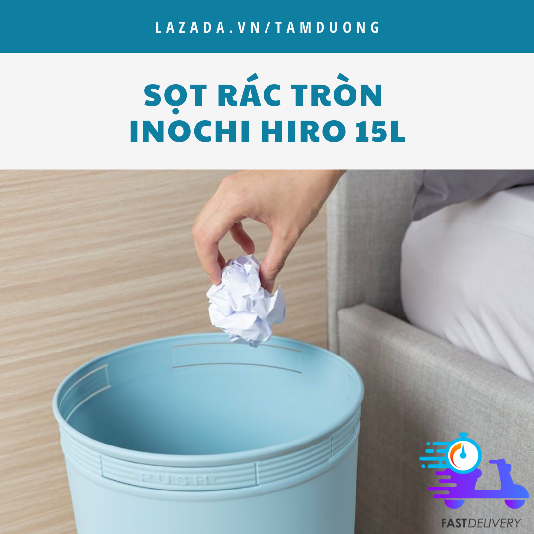 Sọt rác tròn Inochi 15L (công nghệ ion Ag+ giúp kháng khuẩn khử mùi ...