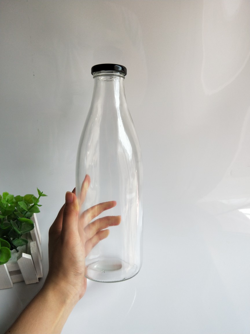 Chai Thủy Tinh Nắp Thiếc Đựng Sữa Hạt 1000ml. 1 lít
