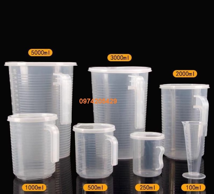 Ca nhựa chia vạch 1000ml có nắp