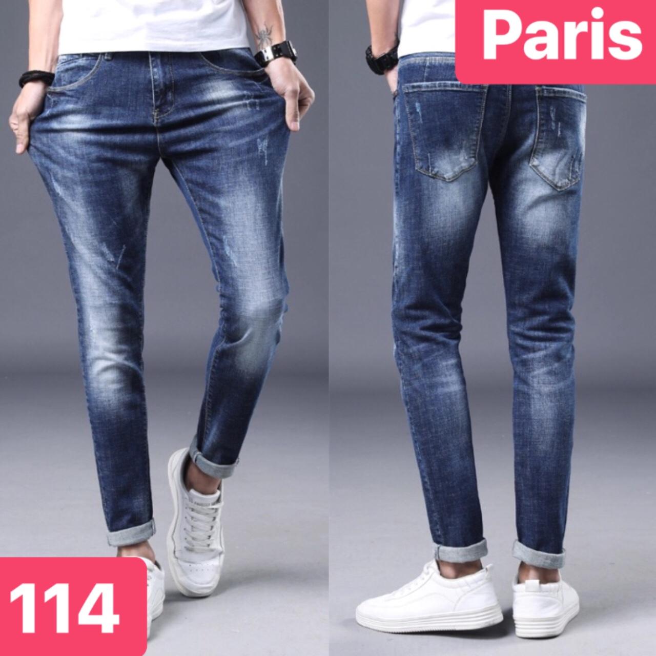 QUẦN JEAN NAM CHẤT BÒ XANH TRƠN SIÊU CO GIÃN PR-114 CAO CẤP - PARIS FASHION MỚI