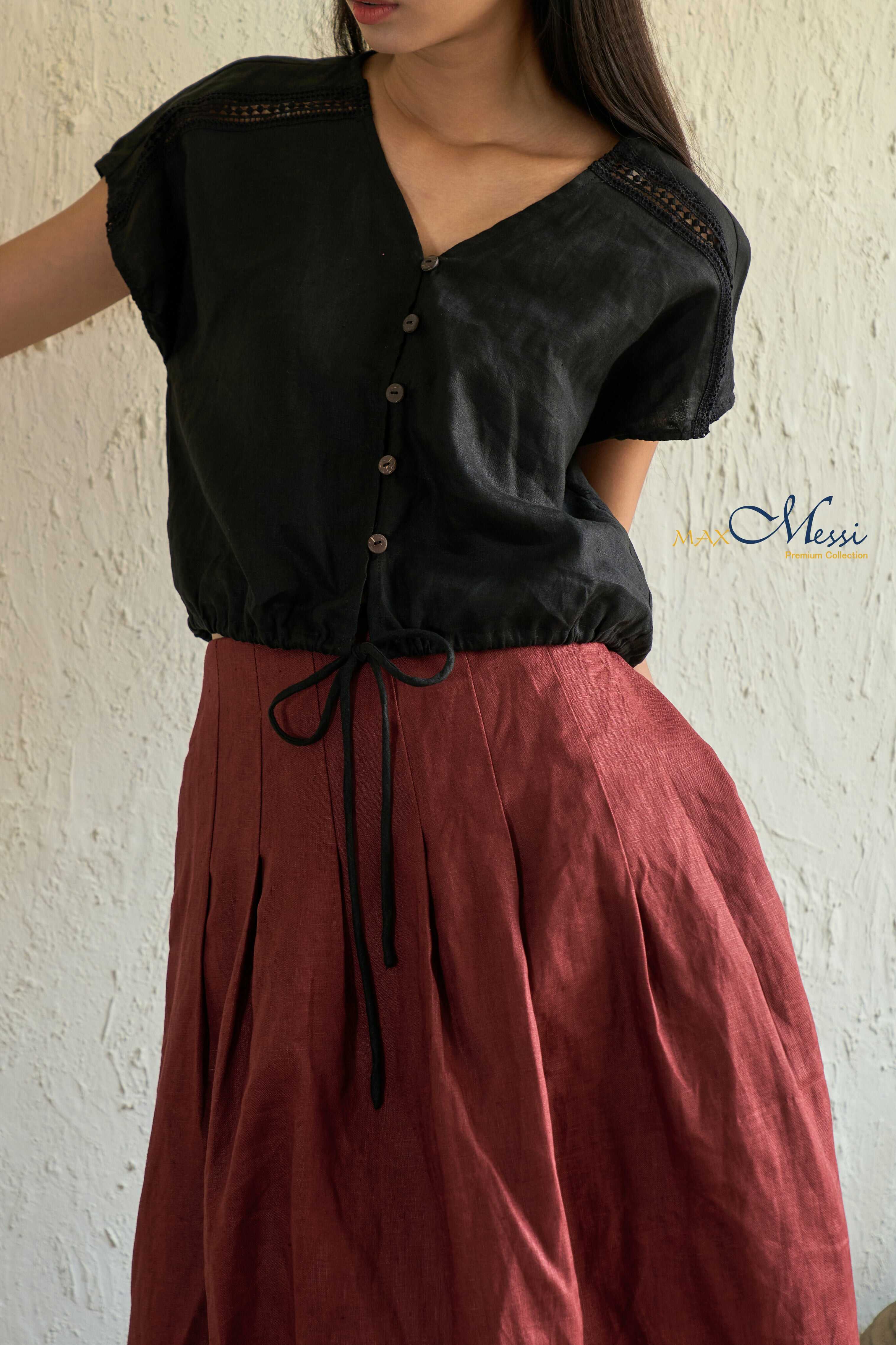 Áo linen phối váy dáng dài - DULCIE MaxMessi