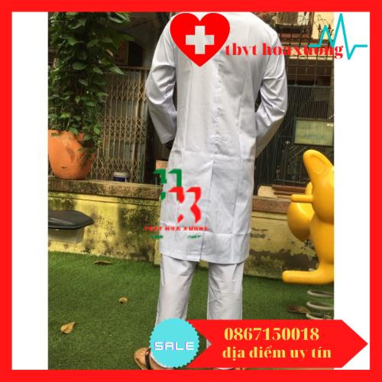 Bộ quần áo blouse bác sĩ nam dài tay dáng dài