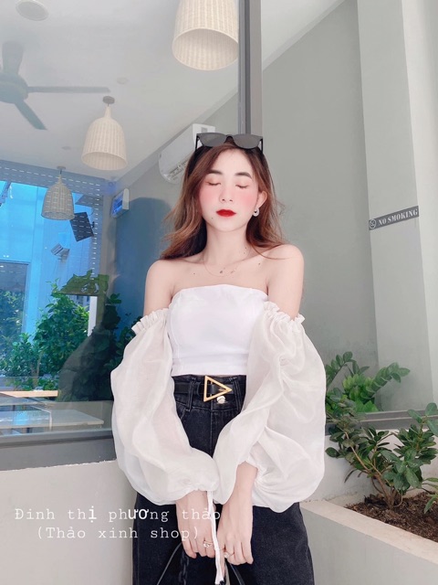 ÁO BẸT VAI TAY PHỐI LƯỚI RÚT DÂY ☄️