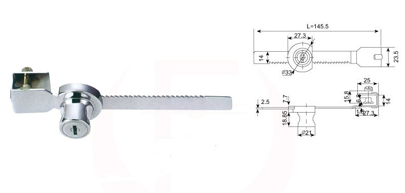 Khóa Tủ Kính Cửa Lùa HMR Khóa Răng Cưa
