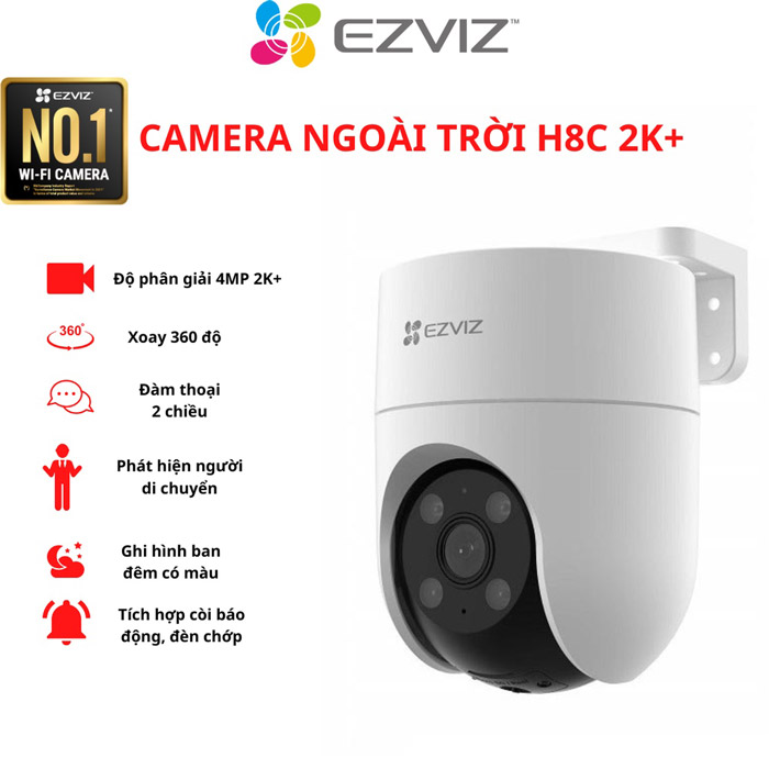 Camera ngoài trời wifi xoay Ezviz H8c 2K+ 4mp auto zoom tracking