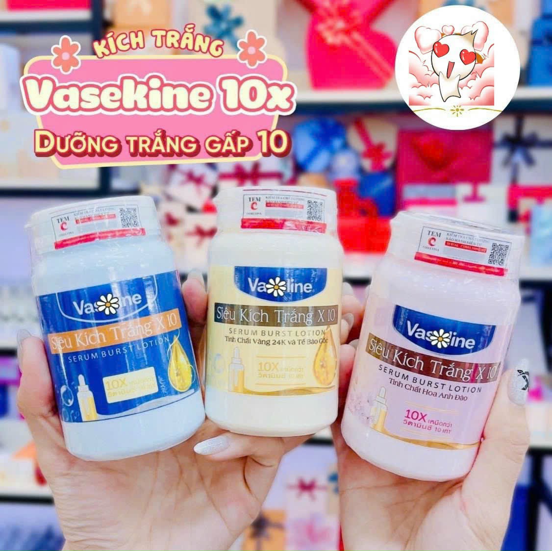 Kem Kích Trắng Vaseline x10 hũ 250gr Thái Lan -trắng gấp 10 lần kem body