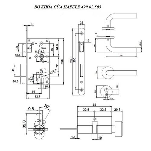 [HCM]BỘ KHÓA CỬA HAFELE 499.62.505