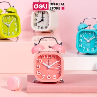 Đồng hồ báo thức để bàn vuông Deli - Chuông đôi kêu siêu to - Chống ồn - Thiết kế đơn giản nhiều màu sắc chọn lựa -9035 thumbnail