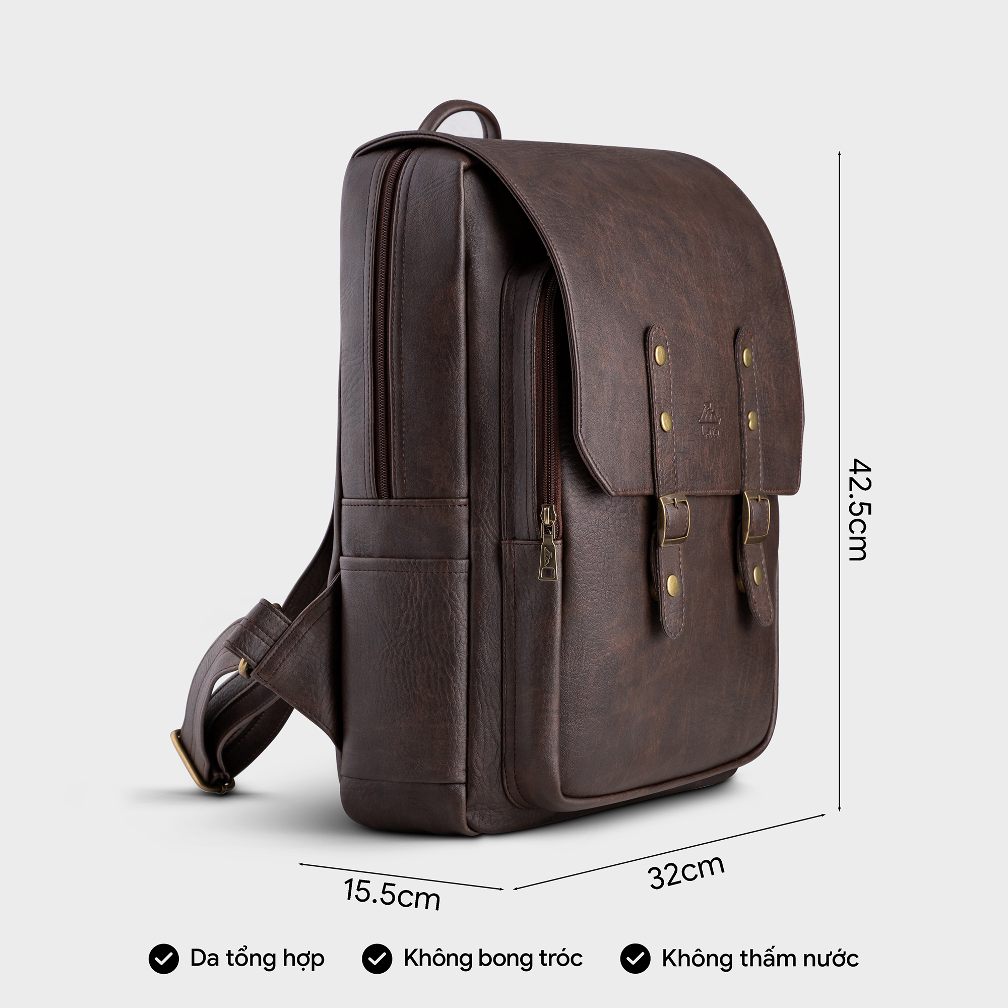 Balo da nam khóa đôi cổ điển Lata BAL58