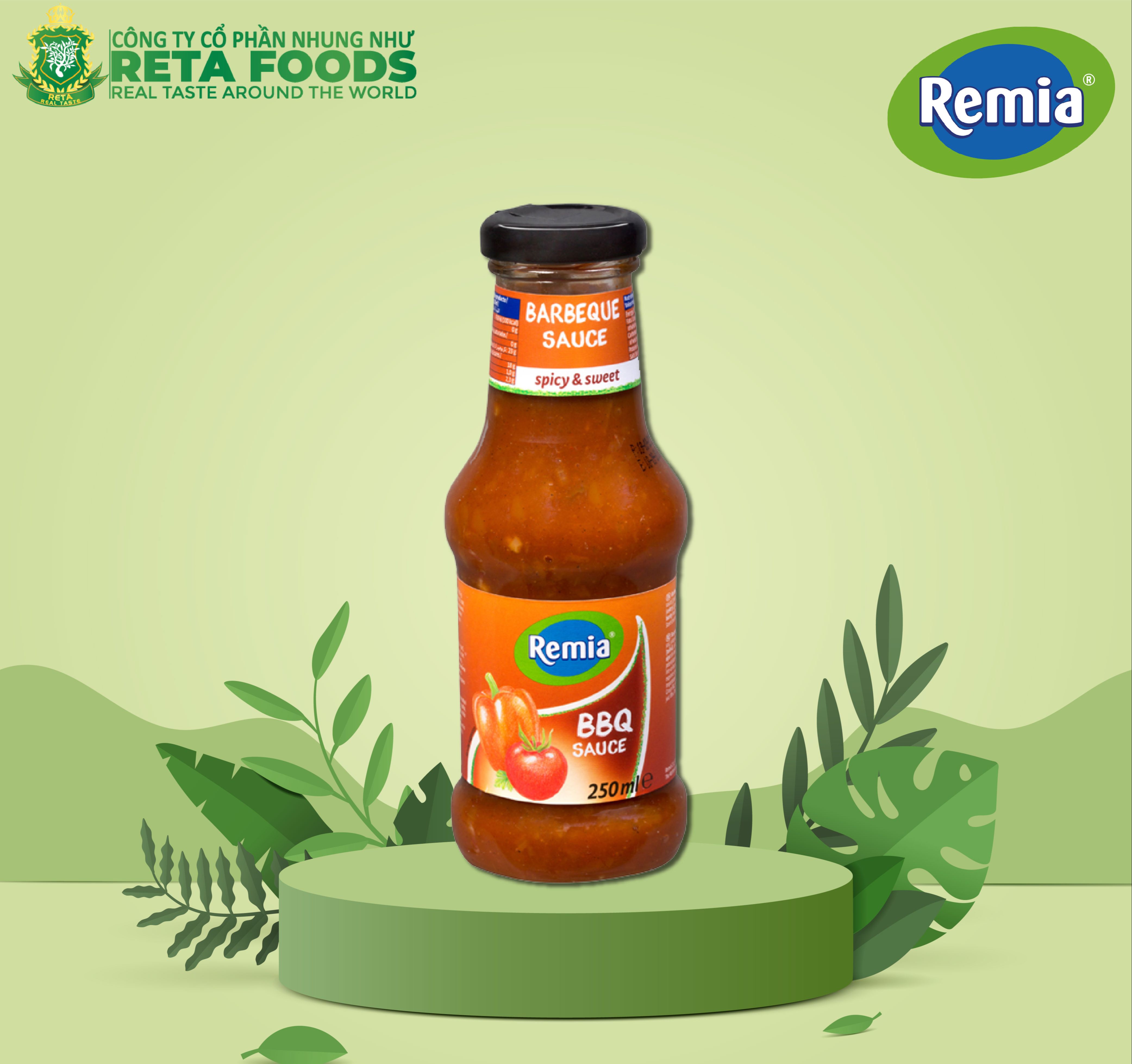 Remia Bbq Sauce 250ml – Barbecue Sauce Imported from the Netherlands – Rich Smoky Flavor – Used for Dipping & Marinating Grilled Food