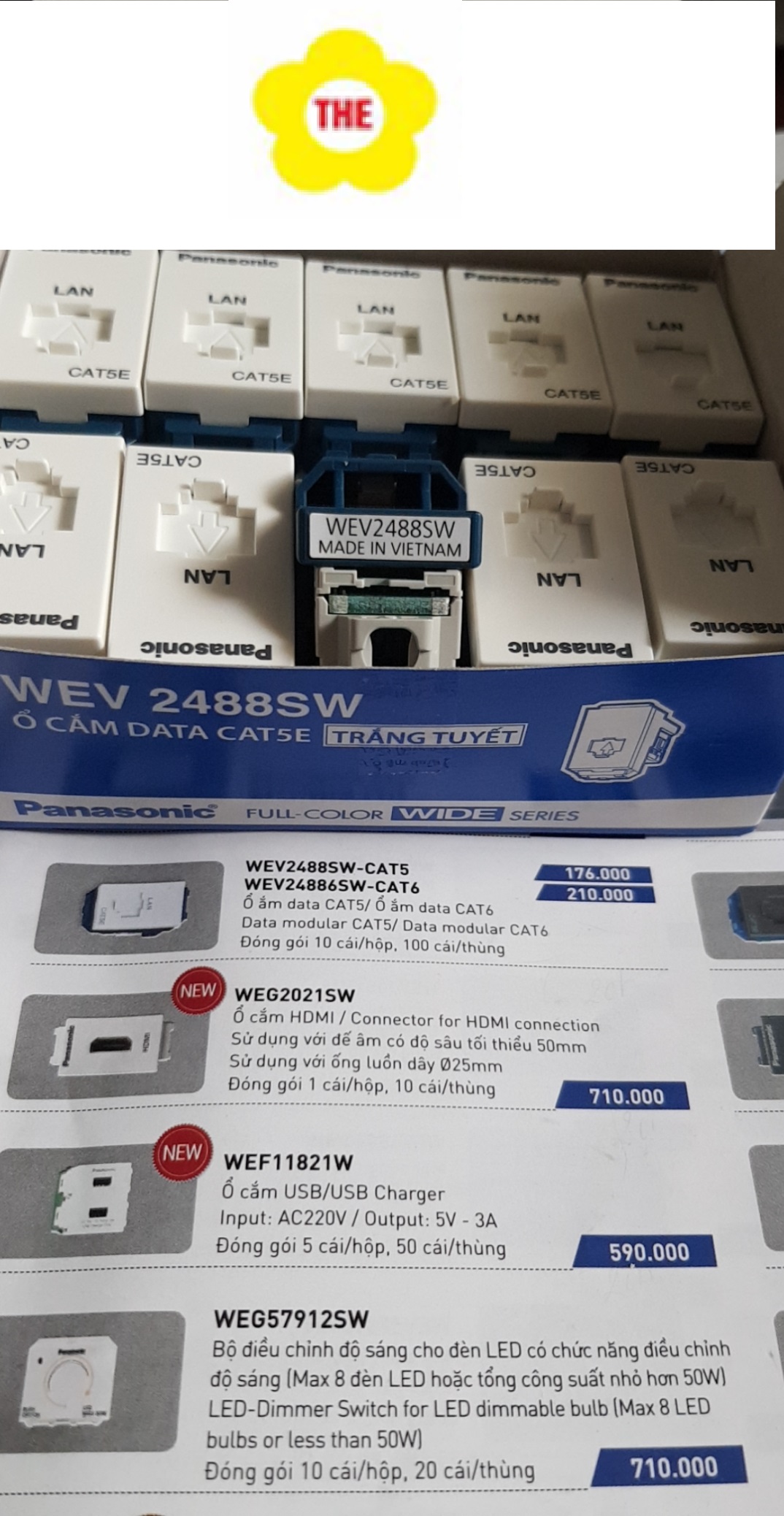 Panasonic - Ổ CẮM MẠNG DATA CAT5 - WEV2488SW / WEV2488H (Sử dụng cho : Series WIDE / Halumie / BS Type / Minerva / Moderva)