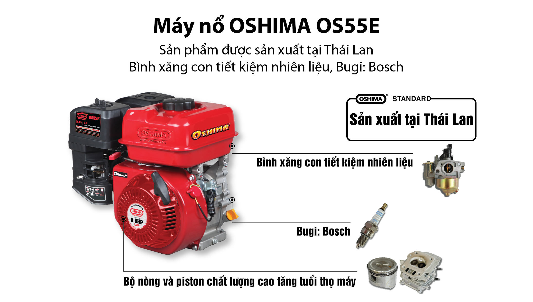 Máy Nổ – Động Cơ Xăng Oshima OS55E Thái Lan