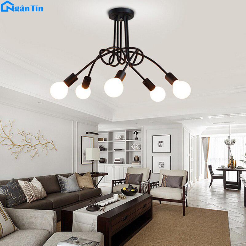 Bộ đèn thả trần trang trí nhà quán cà phê THCN148 (Tặng kèm 5 bóng tròn Led edison 6W ánh sáng vàng)