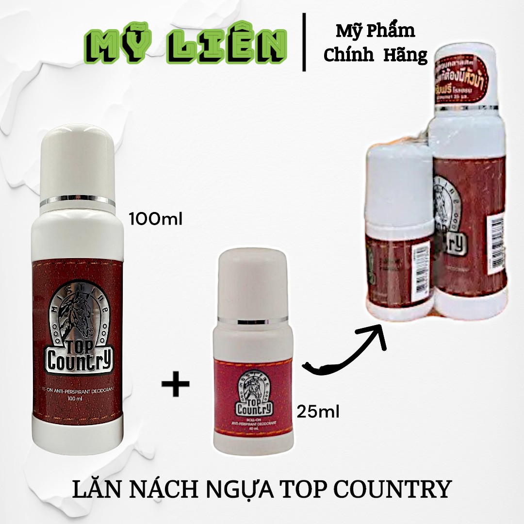 Lăn nách ngựa top country 100ml tặng kèm 25ml thái lan