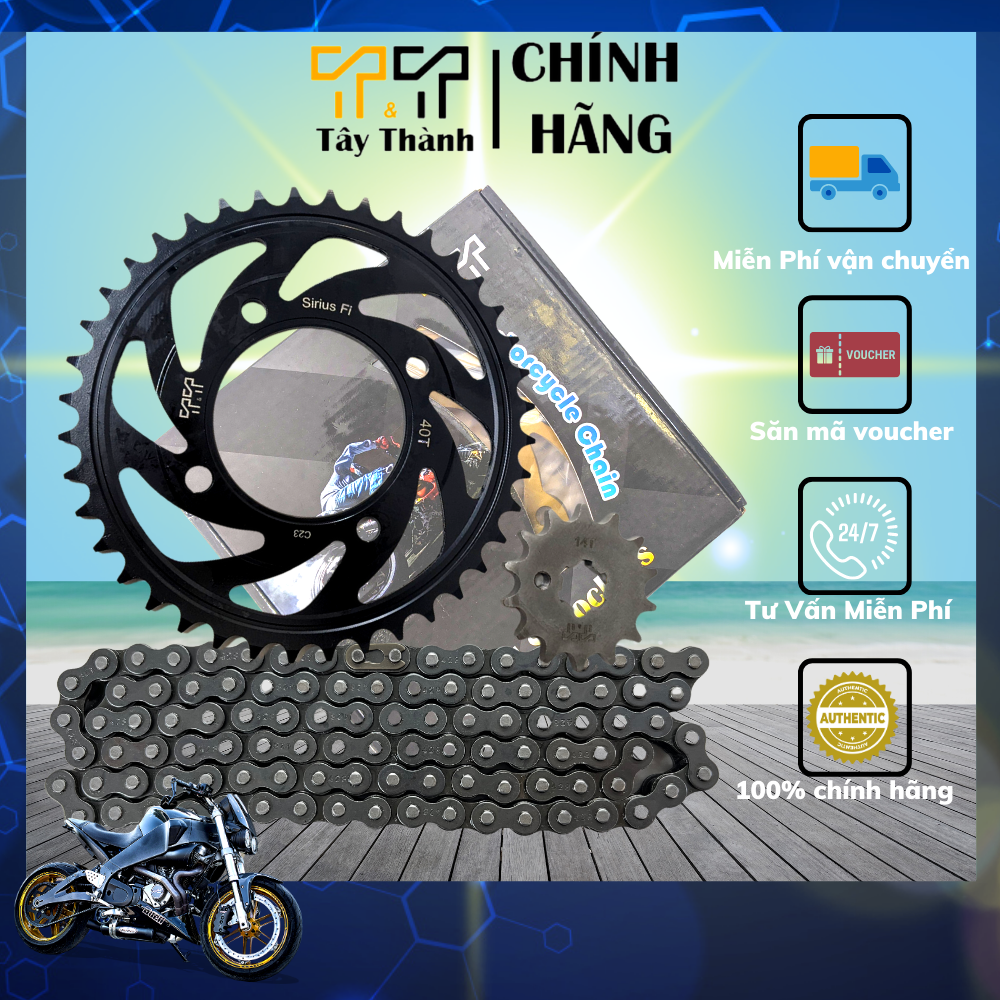 nhông sên dĩa sirius Fi, nsd sirius Fi, hộp sên xe sirius Fi, mẫu cộng trend hot màu vàng cực đẹp  sên 10 ly, cam kết sên không kêu, không trượt. Bảo hành 6 tháng 1 đổi 1 nếu sản phẩm lỗi - T&T Tây Thành Shop chuyên nhông sên dĩa