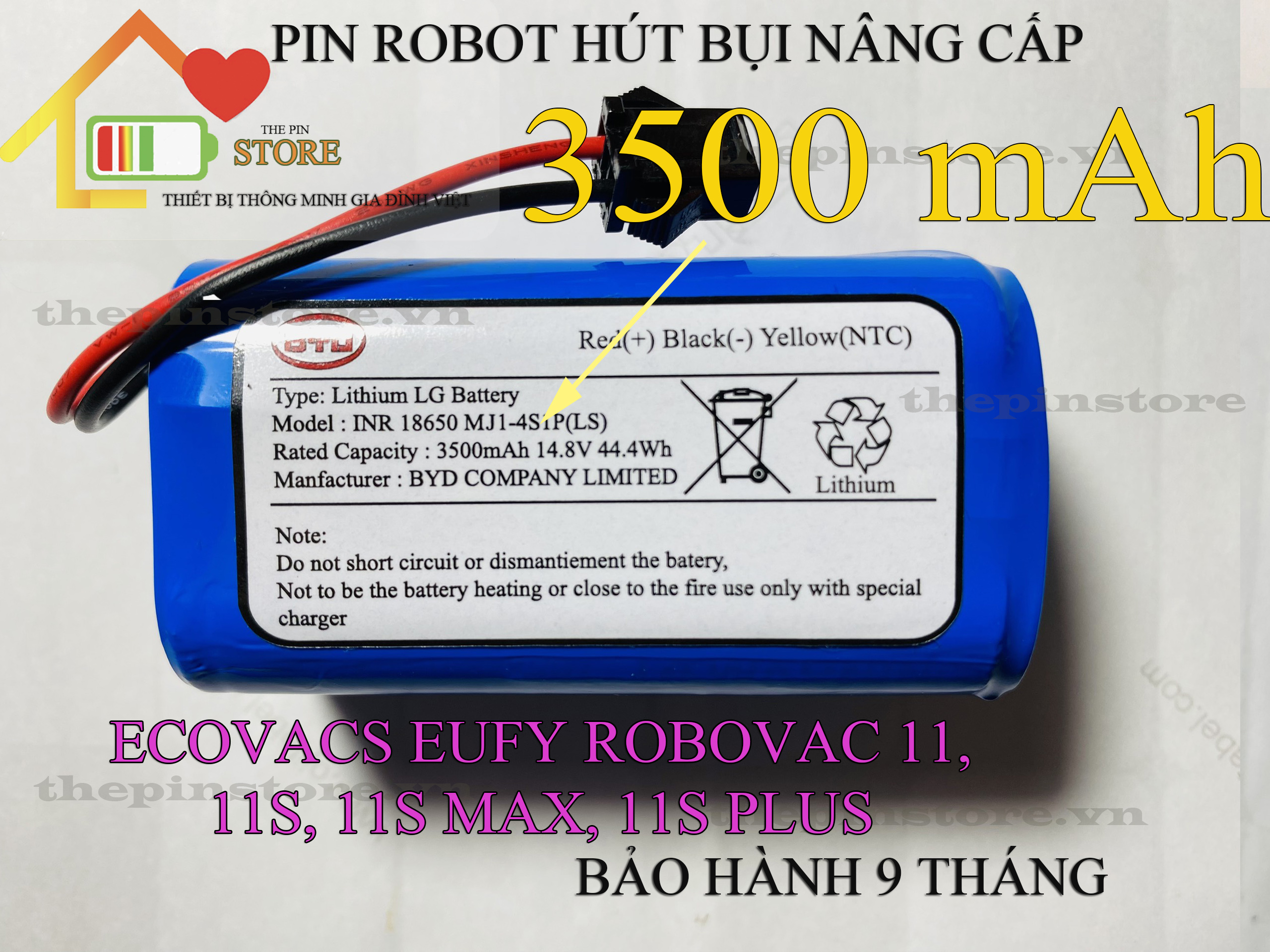 PIN ROBOT HÚT BỤI ECOVACS EUFY ROBOVAC 11, 11S, 11S MAX, 11S PLUS (DUNG LƯỢNG CAO 3500 mAH BẢO HÀNH 9 THÁNG)