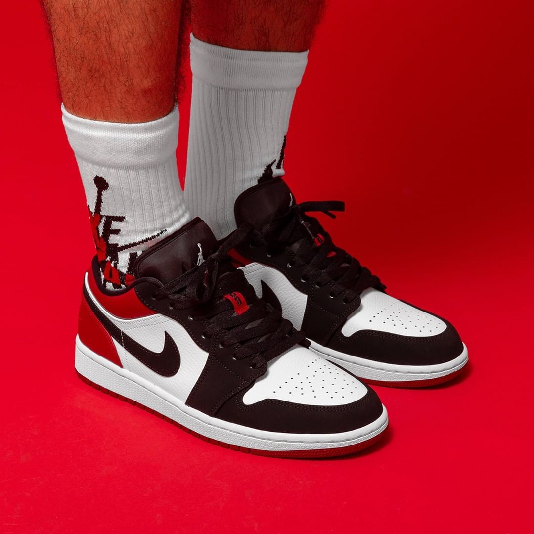 Giày Sneaker Nam nữ Air J0r.dan 1 low black toe ( Giày Thể Thao JD1 thấp cổ đỏ đen )