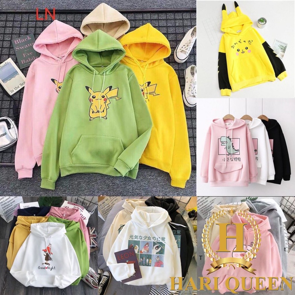 Áo hoodie nỉ mũ ulzzang in các hình siêu đẹp