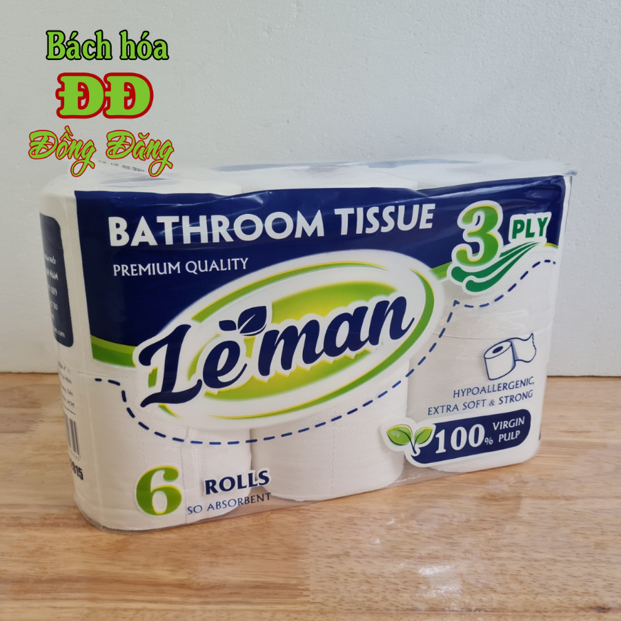 Combo (3 lốc) giấy vệ sinh cao cấp Leman Xanh - lốc 6 cuộn