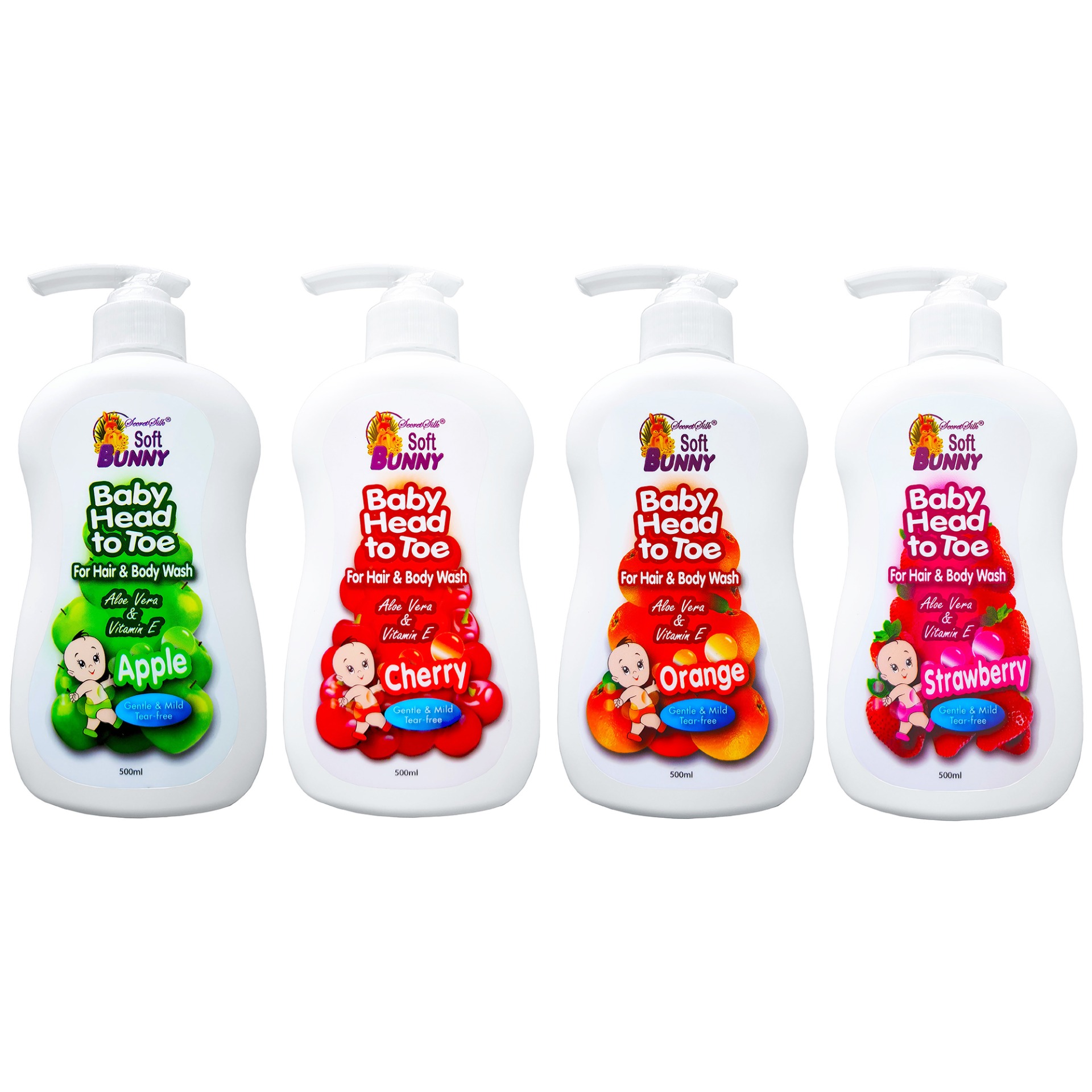 Sữa Tắm Gội Bé Soft Bunny - Cherry 500ml - [ Tặng chai cồn 90 dộ 60ml ]
