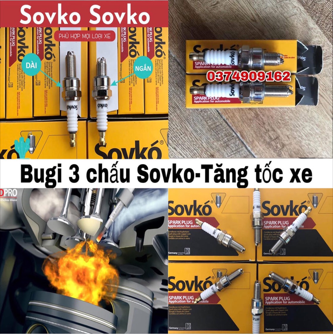 [HCM]Hộp 10 cái bugi 3 chấu chân dài