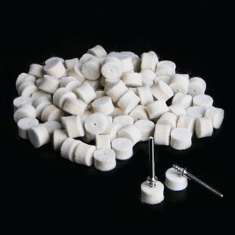 ✪100 Chiếc Len Nỉ Đánh Bóng ĐỆM PHỒNG Miếng Lót 13 Mm + 2 Vỏ Cho Đá Mài