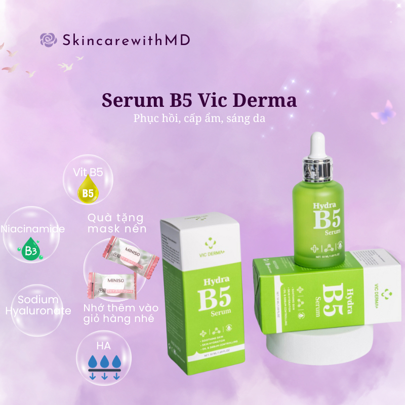 Serum Cấp Ẩm, Phục Hồi Vic Derma+ Hydra B5 50ml