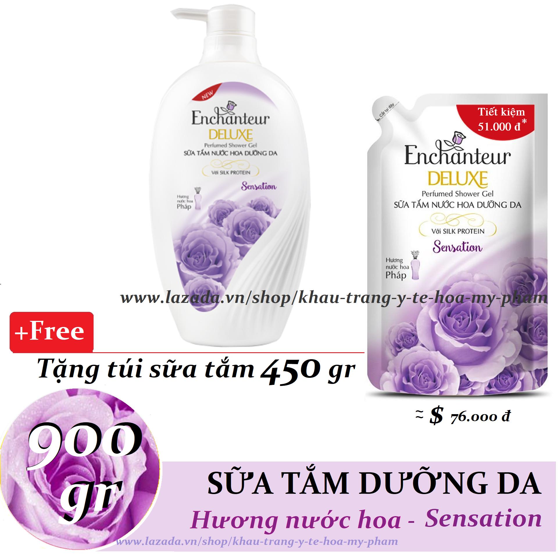 Enchanteur - Sữa tắm hương nước hoa dưỡng da Sensation 900 gr + Tặng Túi sữa tắm 450 gr