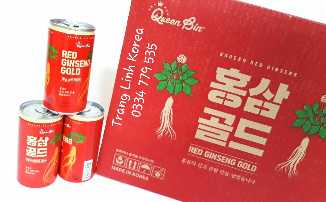 Nước Hồng Sâm Lon Queen Bin Hàn Quốc, thùng 30 Lon x 175ml
