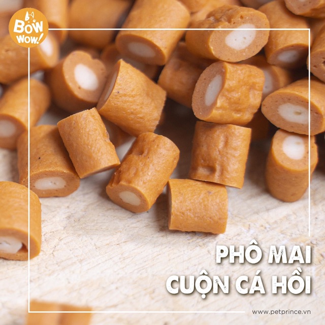 Phô Mai Cuộn Cá Hồi, Gà Cho Chó&Mèo Bowwow 120G