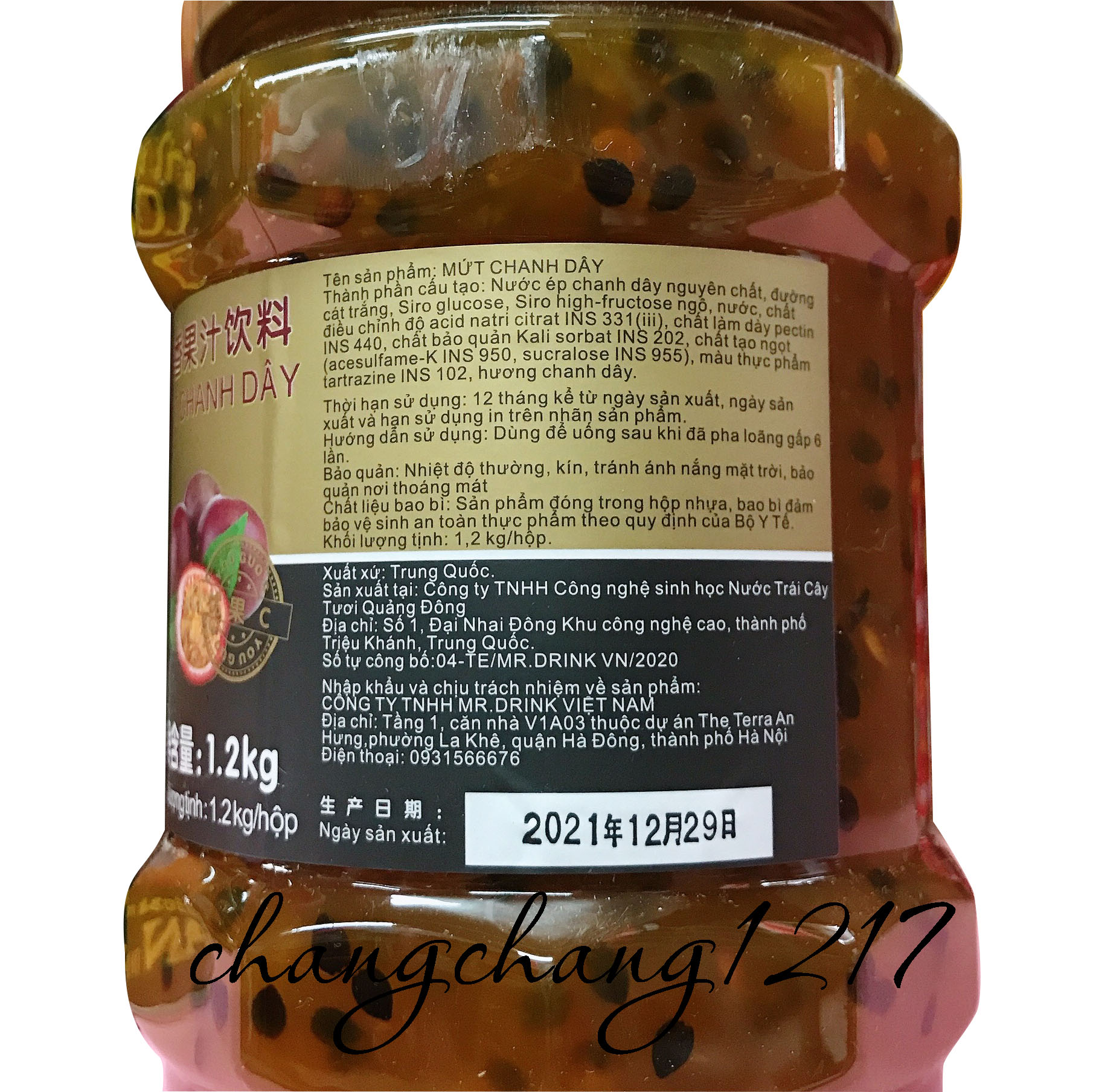 Mứt Fresh Juice Chanh Dây Hủ 1kg2