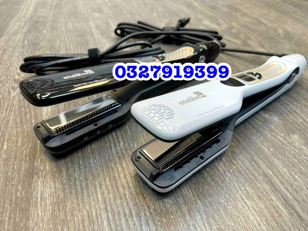Steam Plus+ Máy Duỗi Tóc Hơi Nước Cao Cấp 250W 5 Mức Nhiệt Độ 150-230 Độ C Chất Liệu Gốm Ceramic Chống Dính An Toàn Bền Bỉ Có Lỗ Thoát Hơi Nước Và Lược Chải Mượt