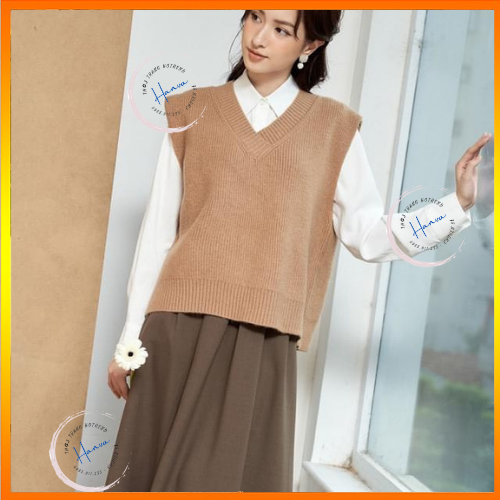 Áo GILE Len Nữ Màu Trơn Dày Dặn Cổ V Tim Basic Phong Cách Hàn Quốc
