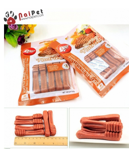 Đồ Ăn Vặt Xương Gặm Sạch Răng Hình Bàn Chải Calcium Vị Bò Sữa Bạc Hà Org 90g